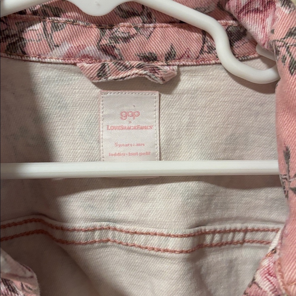 LOVESHACKFANCY x Gap Kids Girls Pink Denim Jean Jacket - Picture 3 of 5